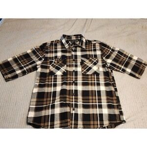 Harley-Davidson Mens Large Plaid Short Sleeve Button Down Shi Black Brown Cotton